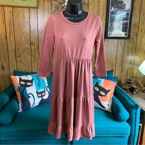 Reborn J Dusty Rose Modest Long Sleeve Dress